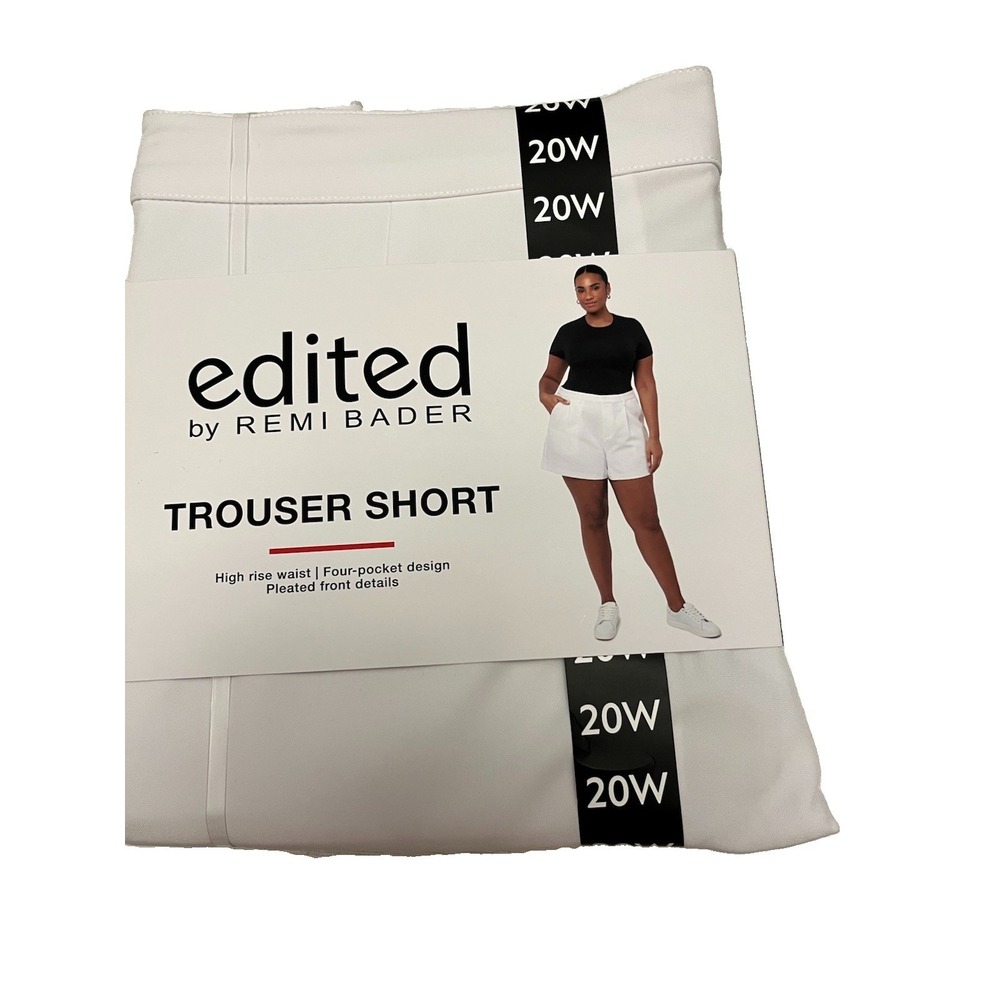 Edited By Remi Bader Women's Trouser Shorts Hi Rise 4 Pocket Pleated White Sz 20